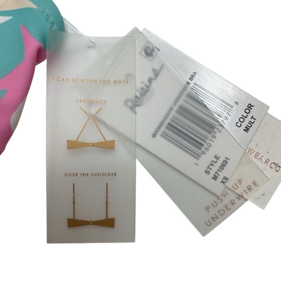 Raisins Moonshadow Printed Underwire Bikini Top White Abstract Leaf XS New - Picture 5 of 7